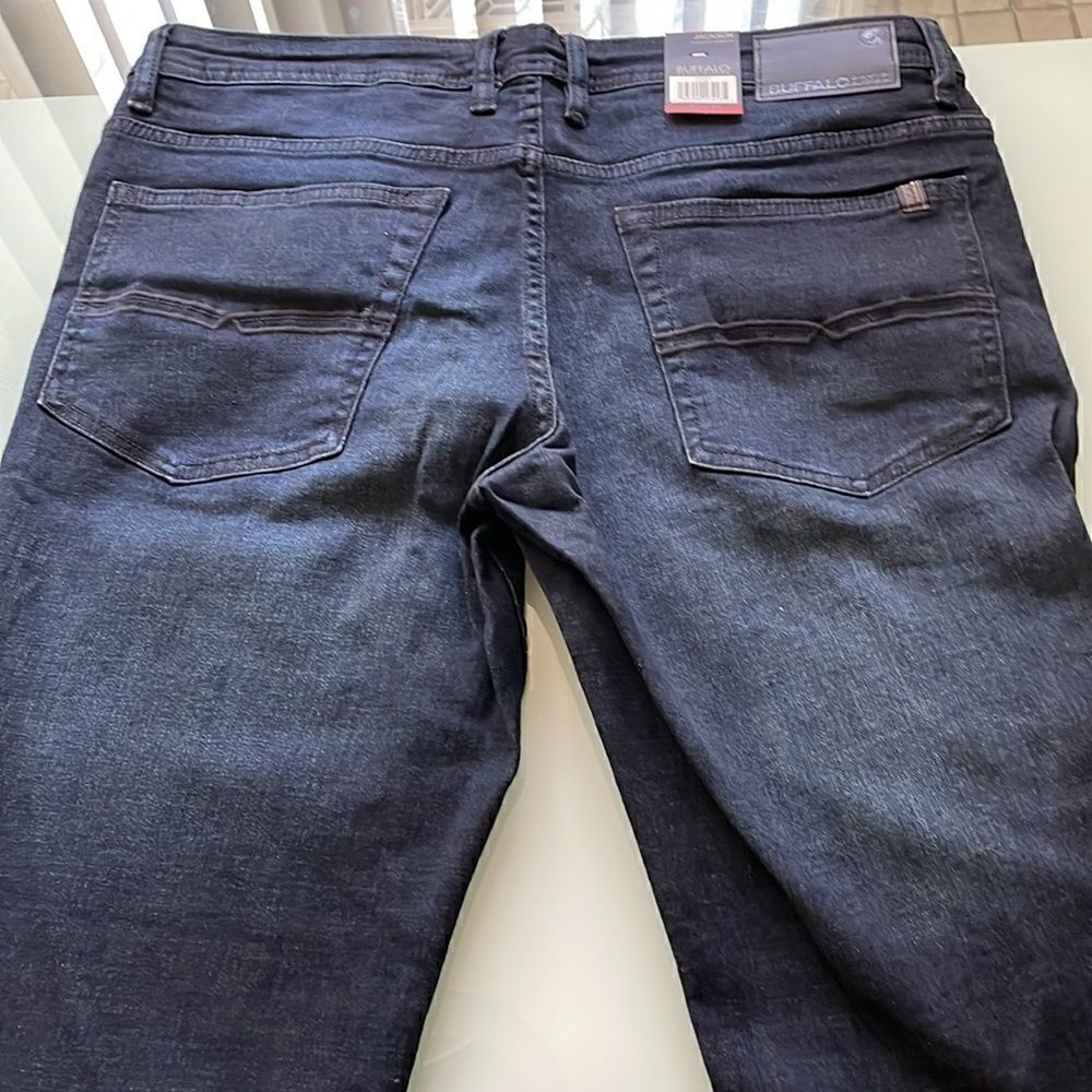 Buffalo David Bitton jeans 34/32 straight stretchy ykk zipper dark blue …